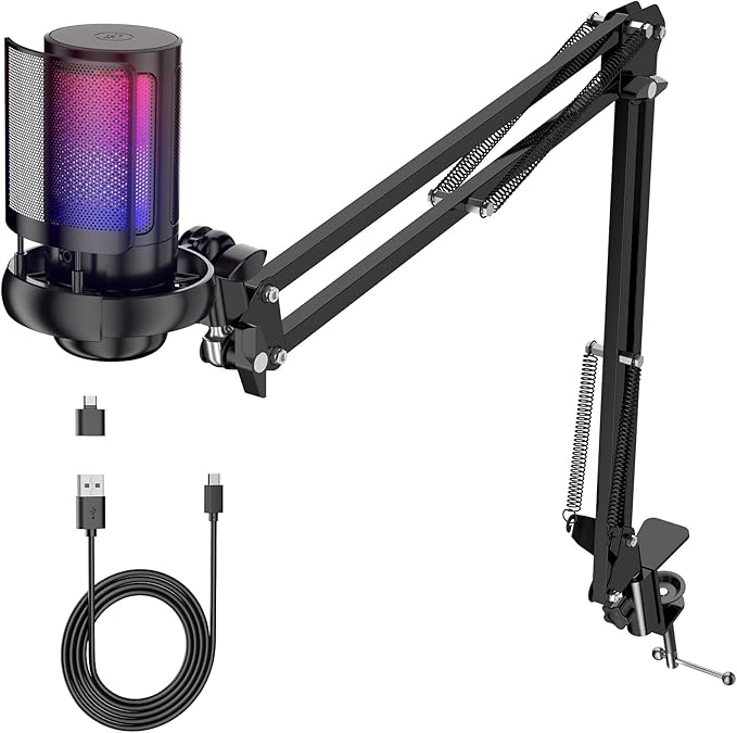 Ampd Audio Gaming USB Microphone With Boom Arm for PC